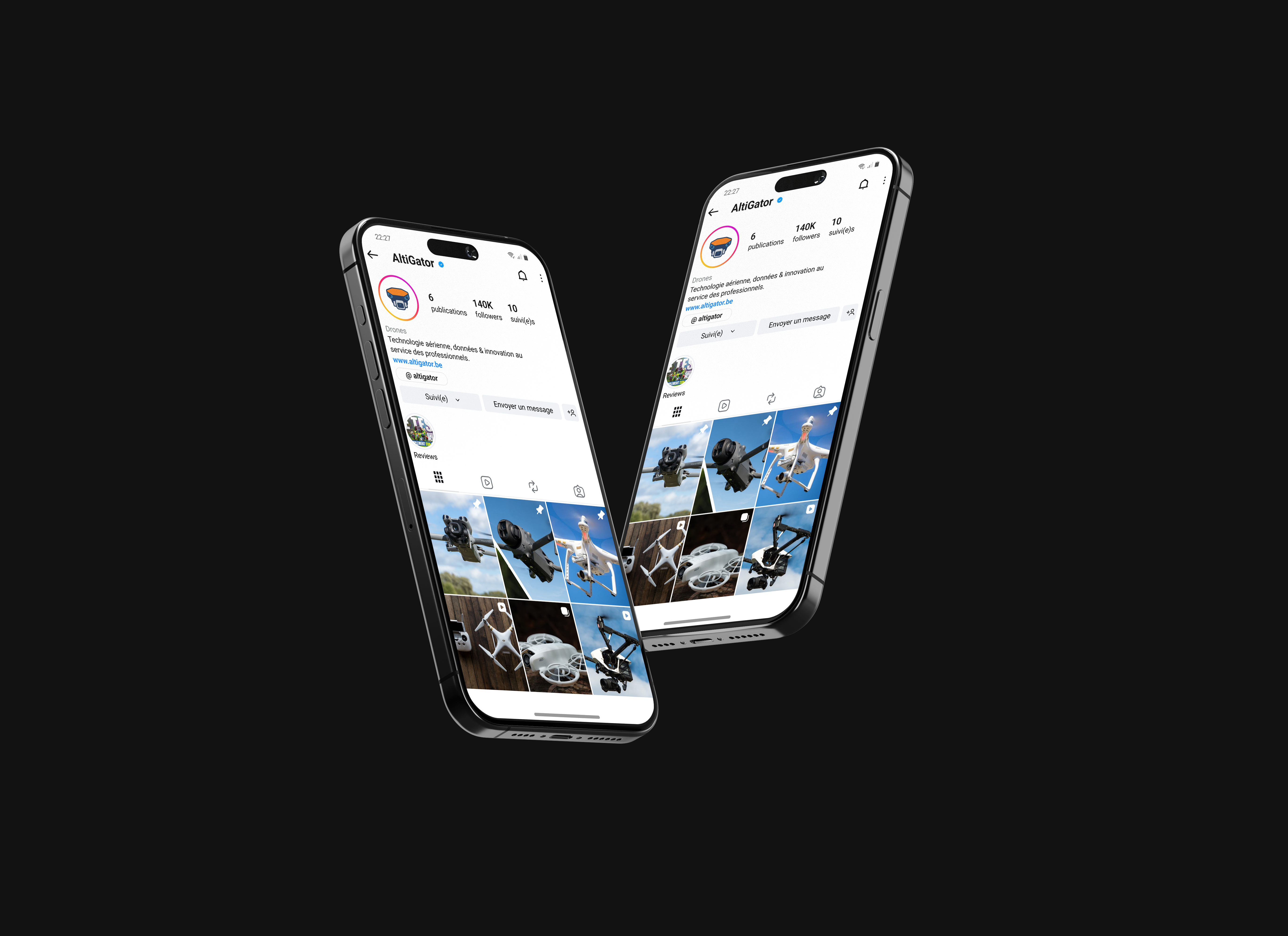 Application de l'identité AltiGator sur Instagram